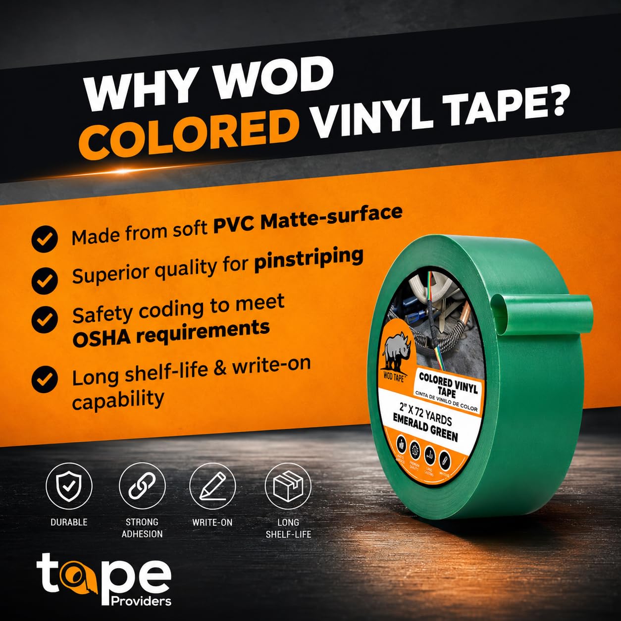 WOD VTC365 Red Vinyl Pinstriping Tape, 1/2 inch x 36 yds. for